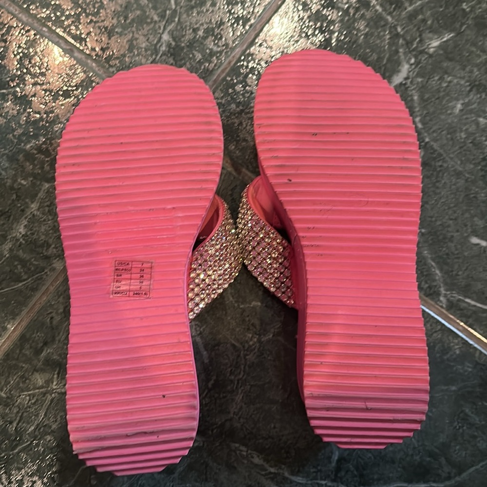 Barbie Pink Rhinestone Platform Sandals - Picture 3 of 3